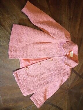 Crazy 8 Girls Pink Boucle Peacoat Jacket Size 3T Sparkle Textured Button Front